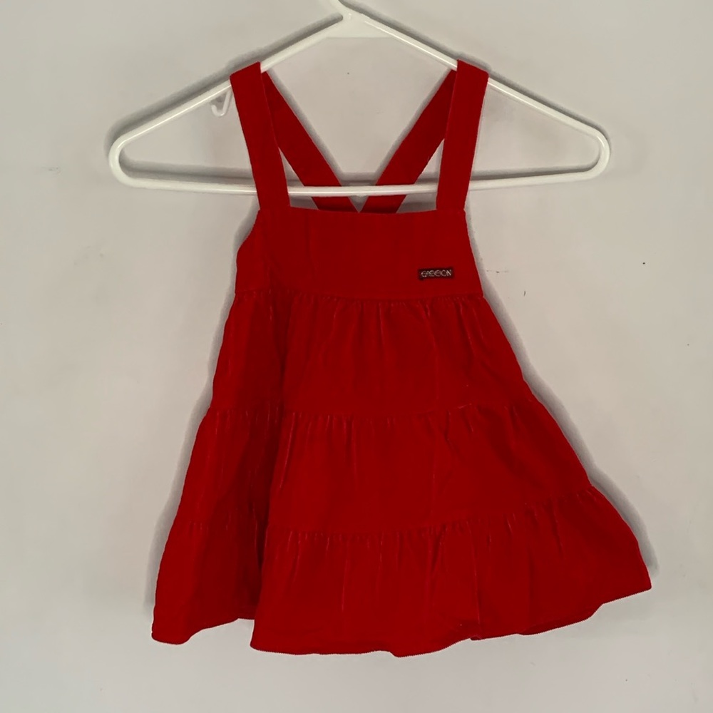 Vintage Sassoon red tired corduroy overalls style dress Size 4